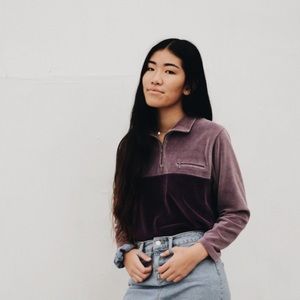 Purple tri color quarter zip